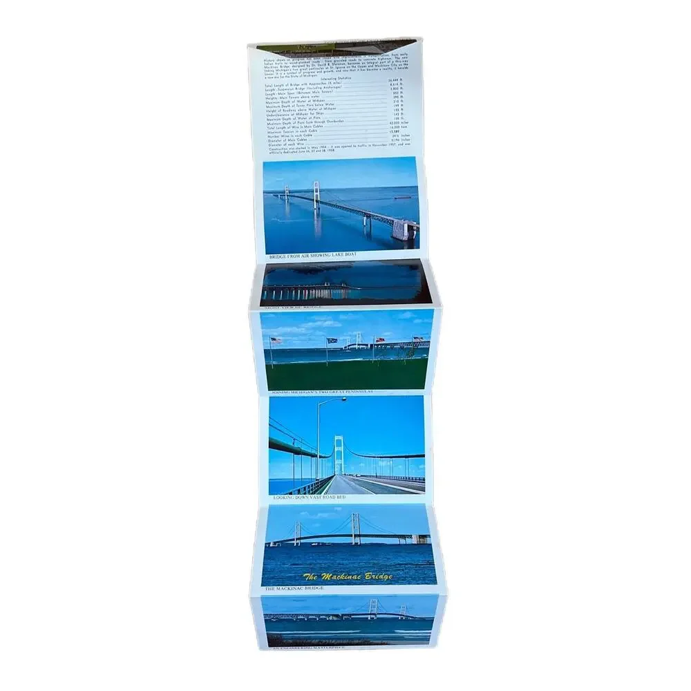 Vintage 1981 Accordion Postcards Mackinac Bridge Michigan 6 Double Sided Cards